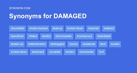 damaged synonym|DAMAGED Synonyms: 146 Similar and Opposite Words.